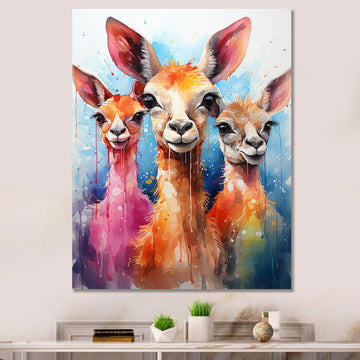 Curious portrait of Llama friends - Llama Large Canvas Wall Art
